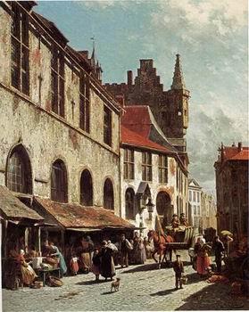 unknow artist European city landscape, street landsacpe, construction, frontstore, building and architecture. 118 oil painting image